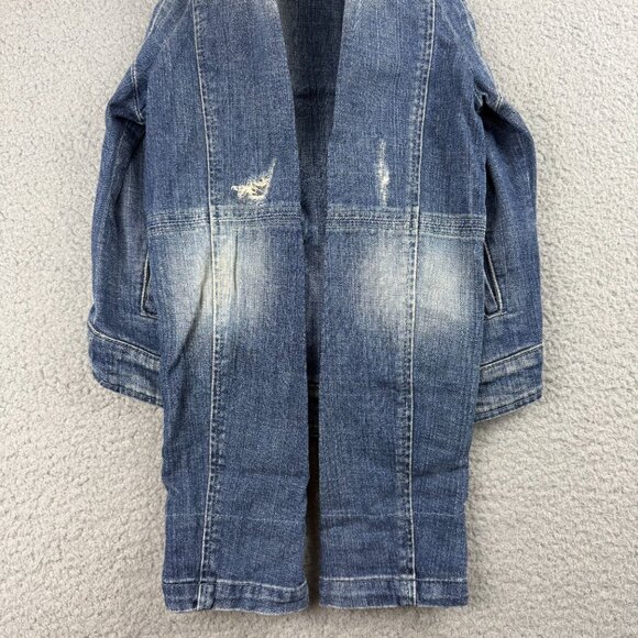Guess Jacket Womens Extra Small XS Blue Sveva Denim Jean Lace Trim Distressed - Picture 7 of 11